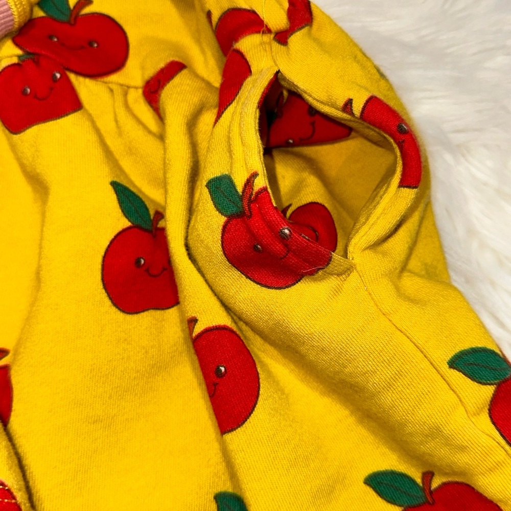 Mini Boden Yellow Red Apple Print Long Sleeve Dress 2-3Y - Picture 5 of 12